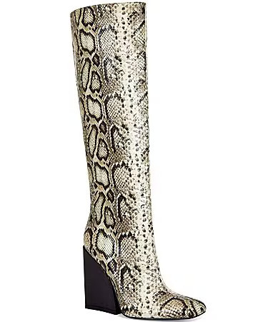 Azalea Wang Evergreen Python Snake Print Tall Boots - 6 | Dillard's