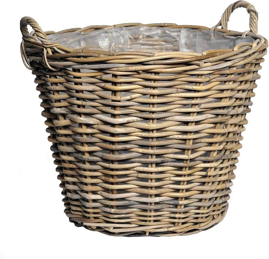 Rattan Plant Basket Natural with Handles - 42 cm - Willow Flower Basket with Foil - Garden Decora... | Amazon (DE)