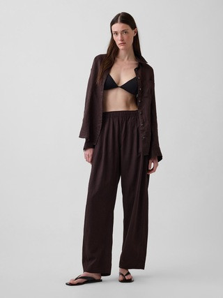 Linen-Blend Easy Barrel Pants | Gap (US)