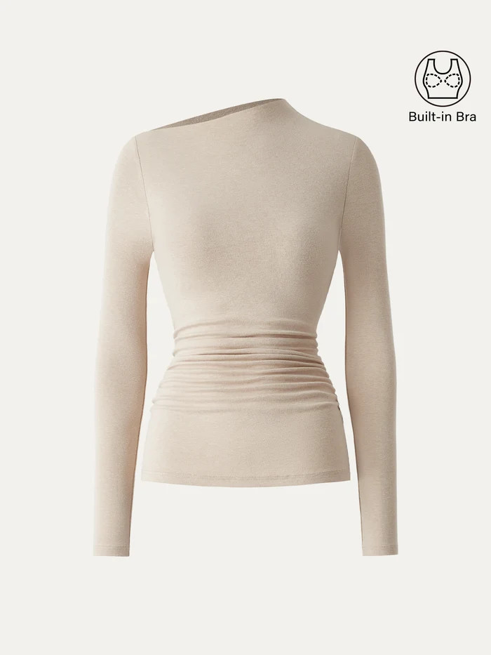 LiteWarm Slanted Mockneck Ruched Brami | OGLmove