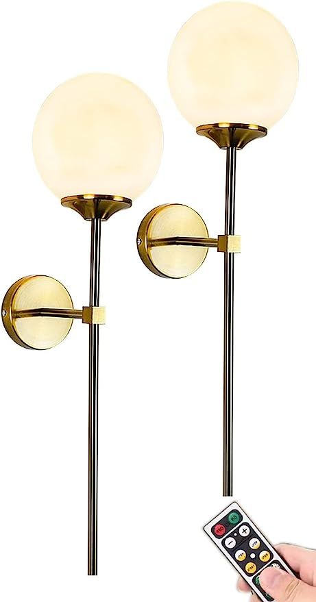 Wireless Wall Lights Battery Operated Wall Sconces Set of Two,No Wire Light Modern Gold Bedside W... | Amazon (US)