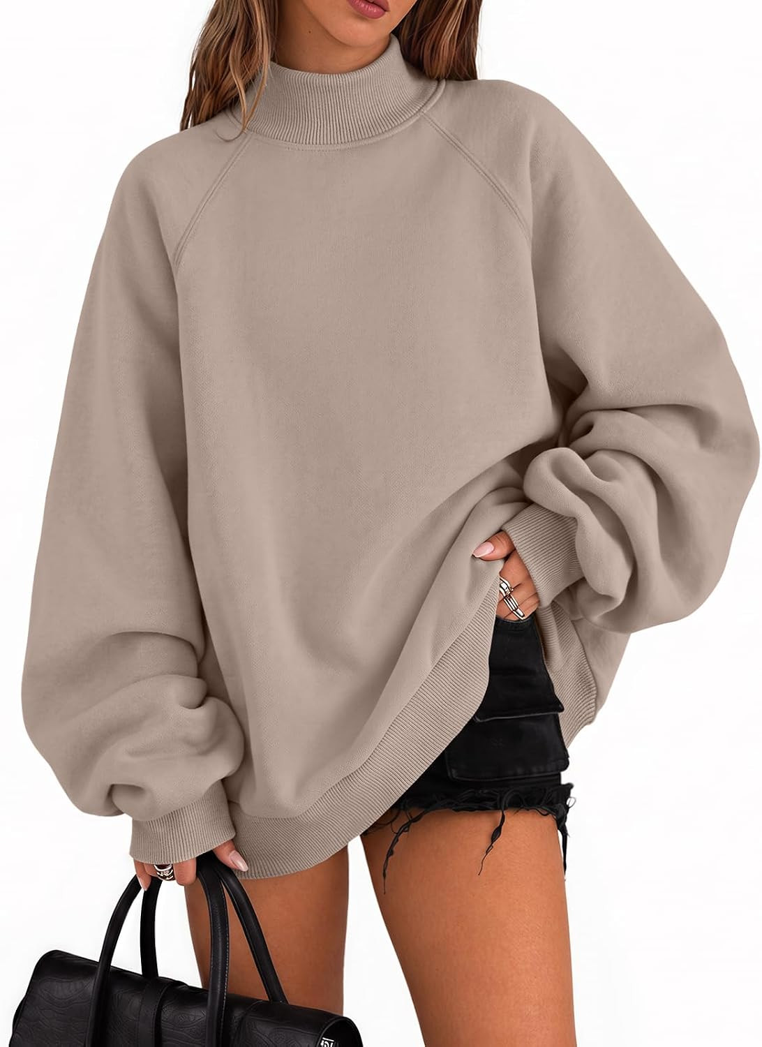 Trendy Queen Women’s Mock Neck Oversized Sweatshirts with Pockets | Amazon (US)