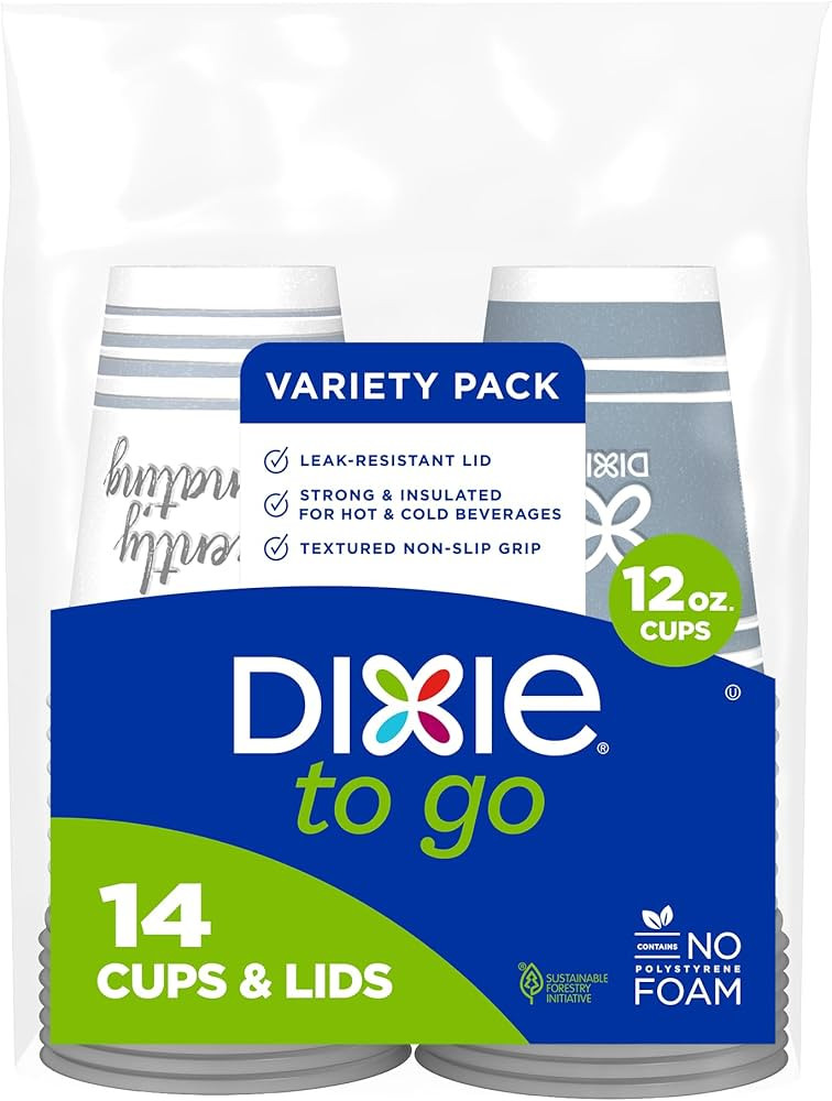 Dixie To Go Medium Paper Coffee Cups With Lids, 12 Oz, 14 Count, Disposable Cups For On-The-Go Ho... | Amazon (US)