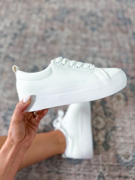 Amazon white sneakers. Amazon platform sneakers. Travel outfit. Teacher outfit. Whole sizes only - I’m a 6.5 and went down to a 6 based on reviews and they fit great!

#LTKtravel #LTKfindsunder50 #LTKshoecrush