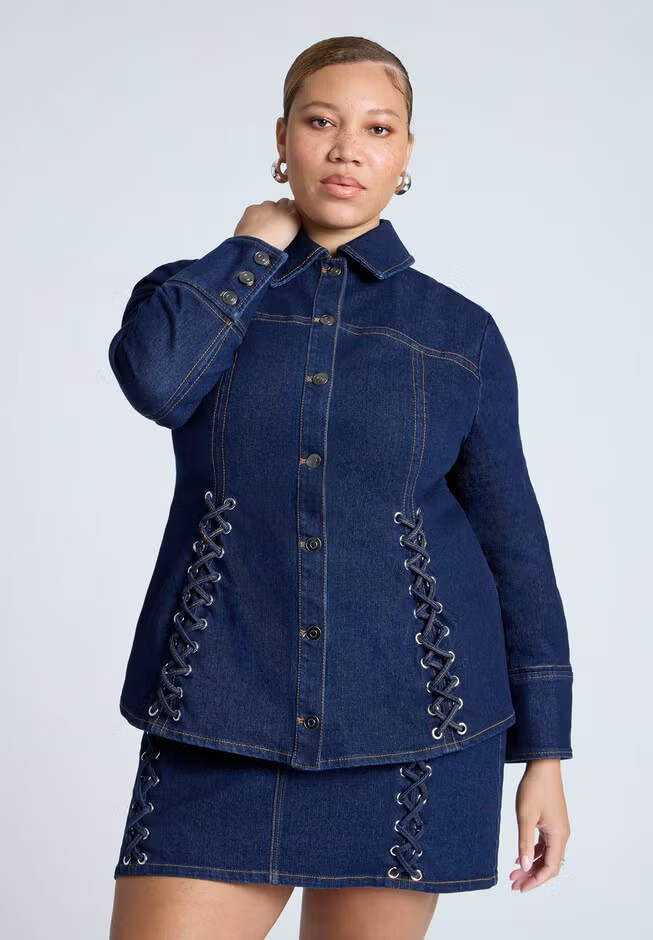 Laced Denim Jacket | Eloquii