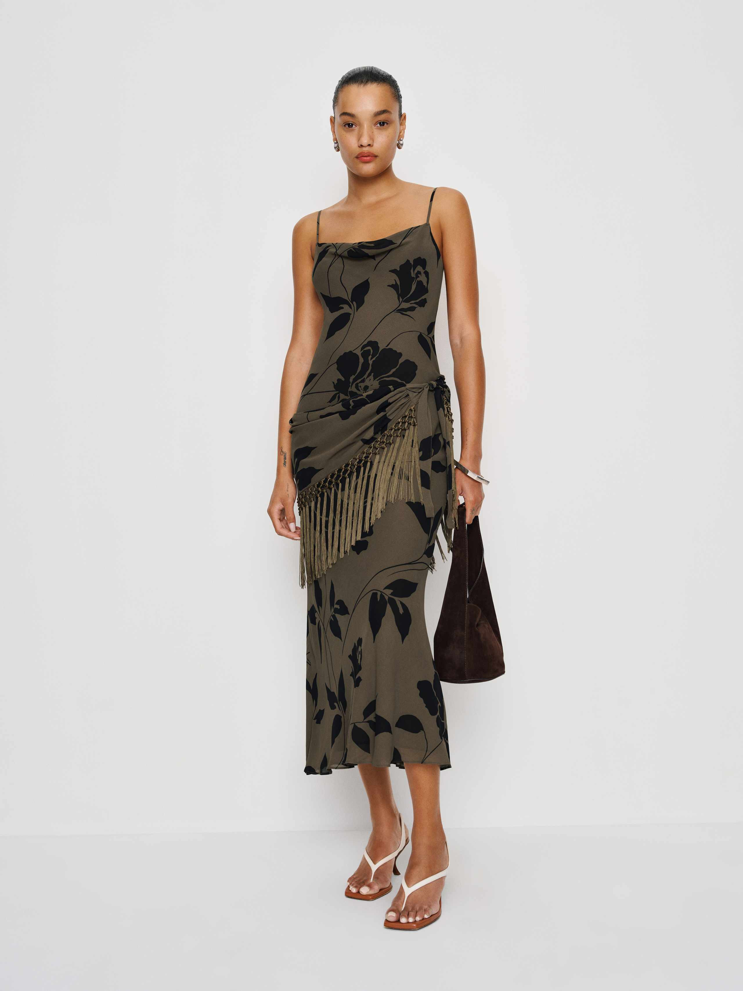 Reformation Izelle Dress Black Large | Reformation (Global)