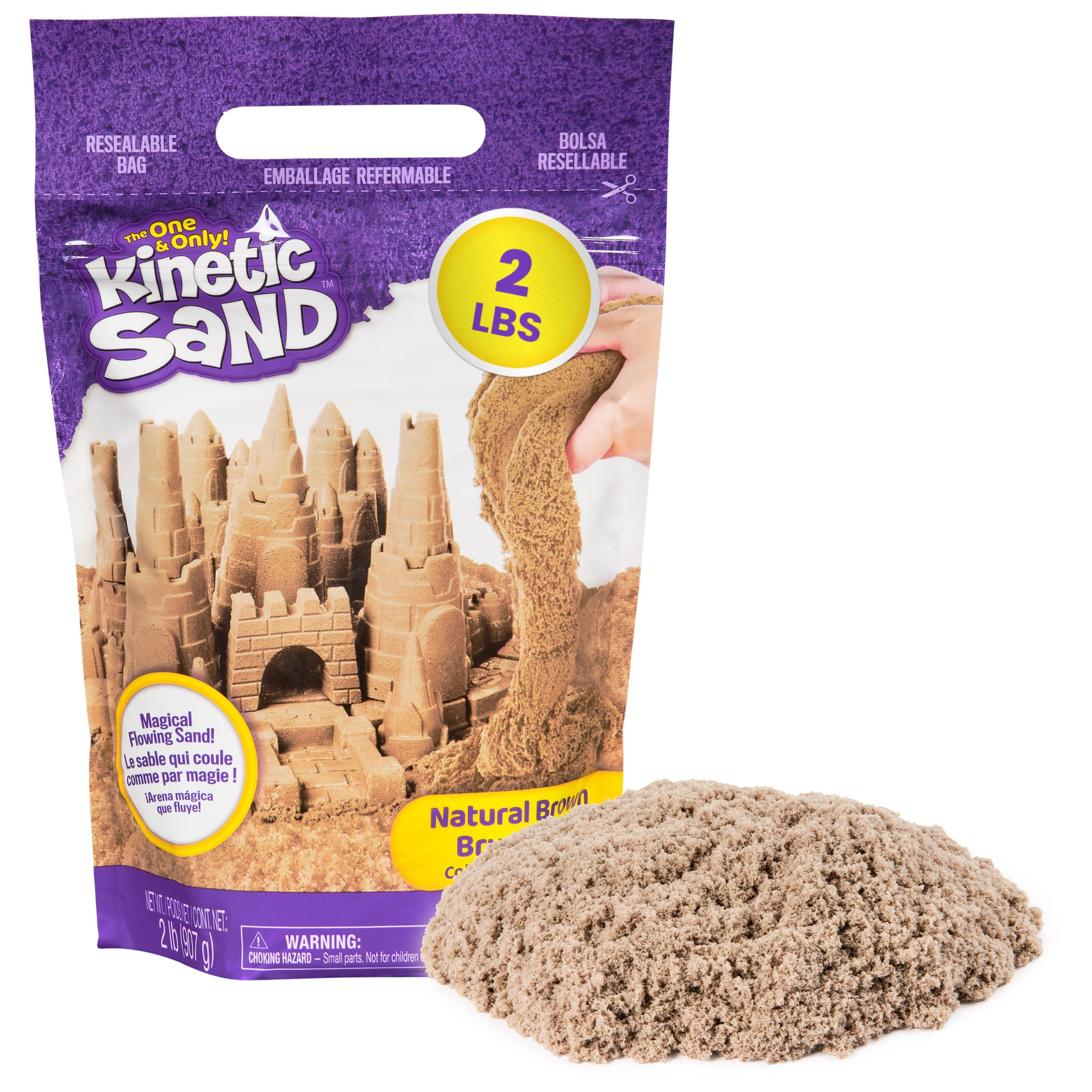 Kinetic Sand, 2lb Brown Play Sand, Moldable Sensory Toys for Kids, Resealable Bag (Packaging May ... | Amazon (US)
