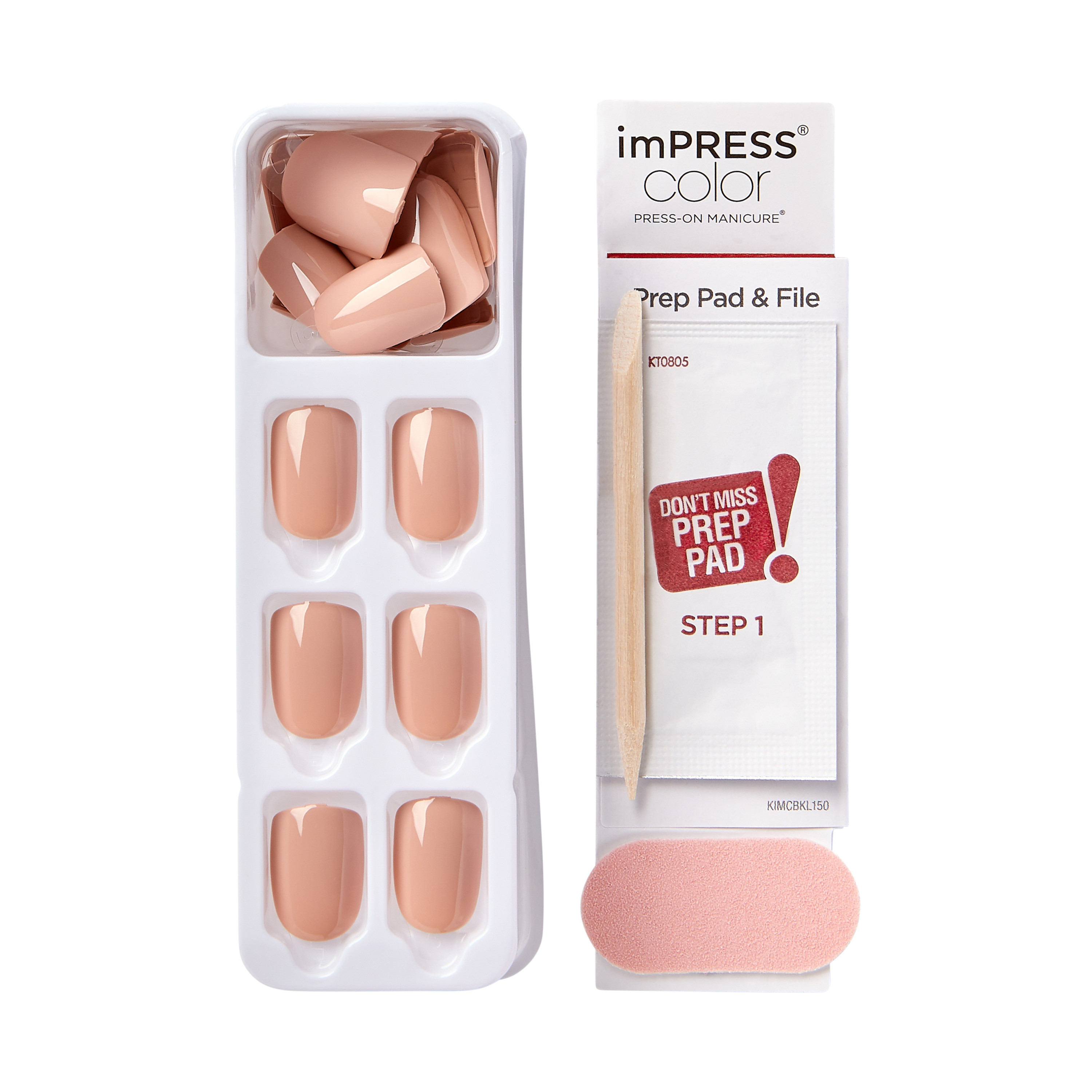 KISS imPRESS Color Press-On Manicure Fake Nails, ‘Latte’, 30 Count | Walmart (US)