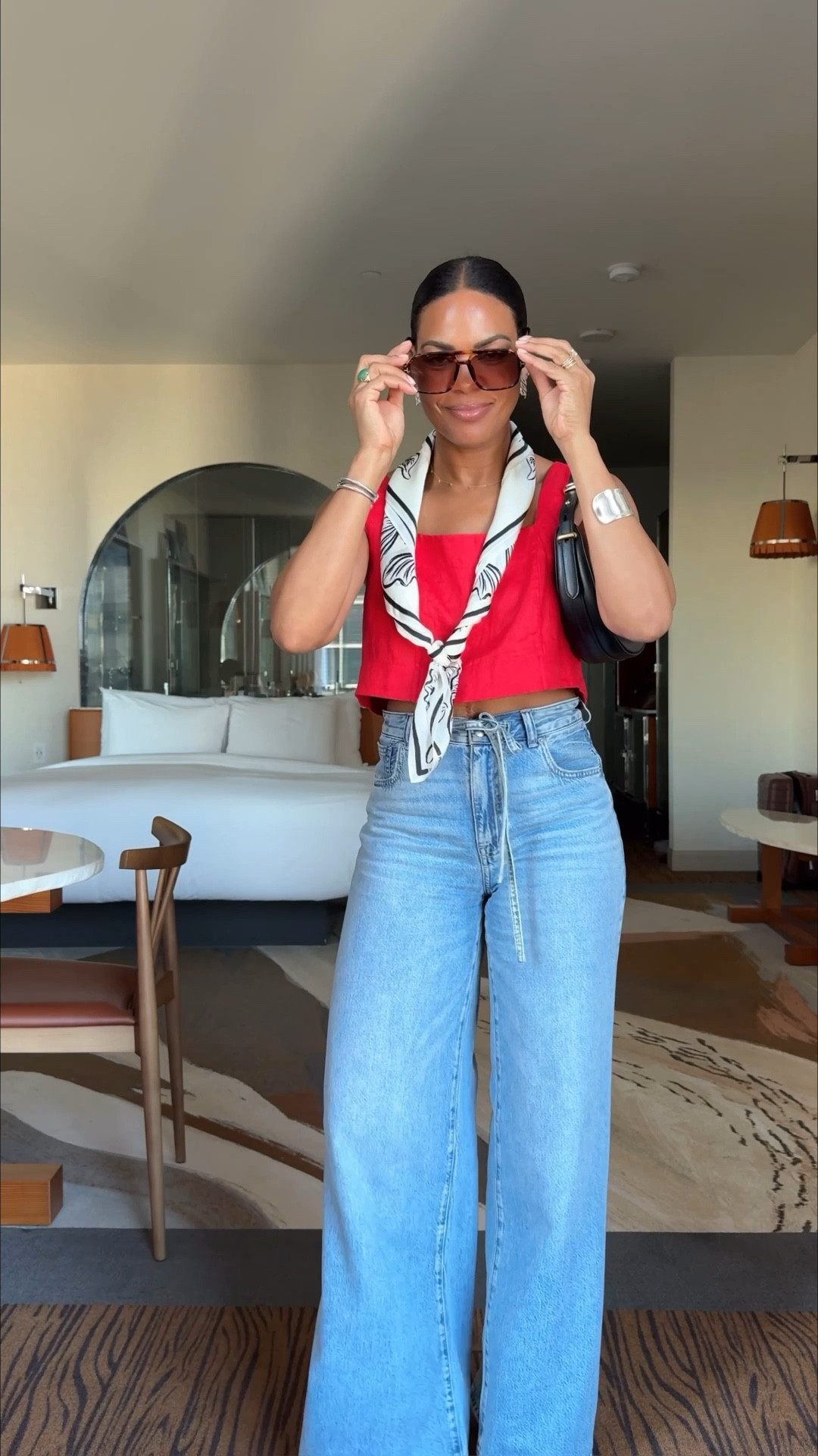 I got so many compliments on this outfit! Find your favorite scarf and try it like this! This one is 42”.  I got the curvy fit and sized down but I think you could go TTS because of the drawstring! Scarf is old madewell and I only found one in stock but also linked some others that are 42” :) 

#LTKOver40