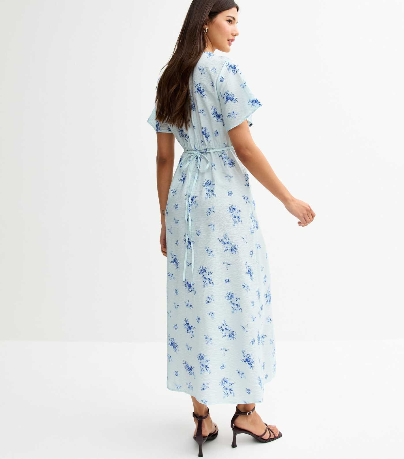 Blue Rose Print Button Through Midi Tea Dress | New Look | New Look (UK)