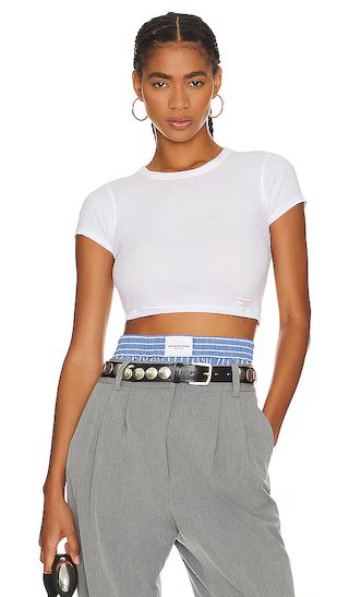 Cropped Short Sleeve Crewneck Tee in White | Revolve Clothing (Global)