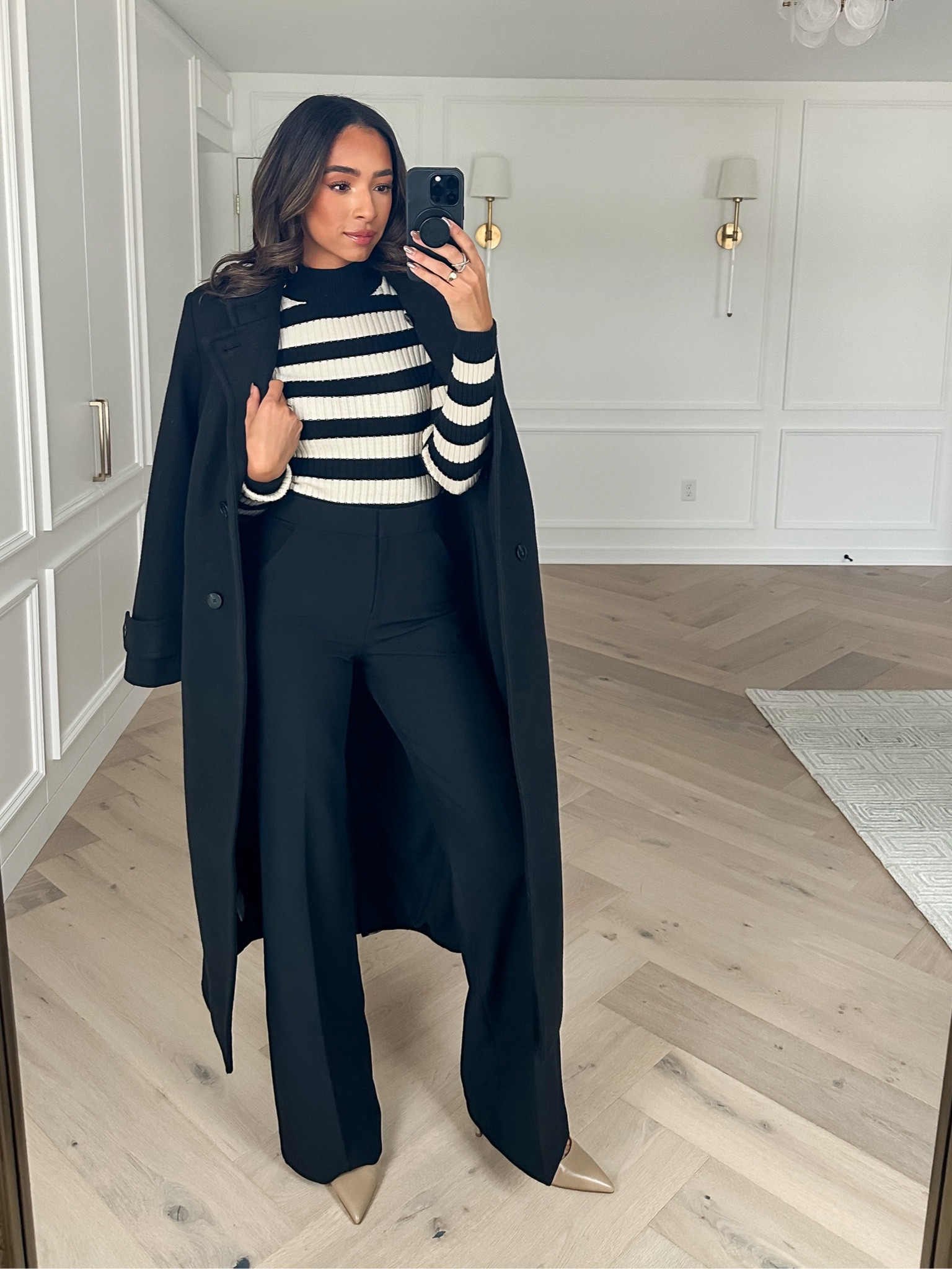 50% OFF Express! They have amazing workwear right now 👏🏽 Wearing a Small in striped sweater, size Small in black coat, size 0 long in black flare trousers




Workwear, fall work outfit, winter work outfit, office outfit, business casual, wool coat 

#LTKworkwear #LTKCyberWeek #LTKfindsunder100