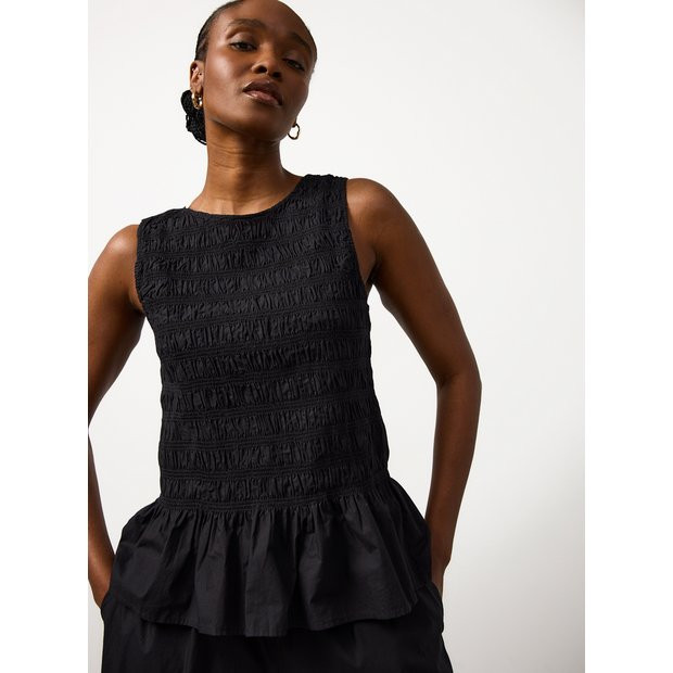 Buy Black Poplin Shirred Sleeveless Co-ord Top 22 | Tops | Tu | Tu Clothing