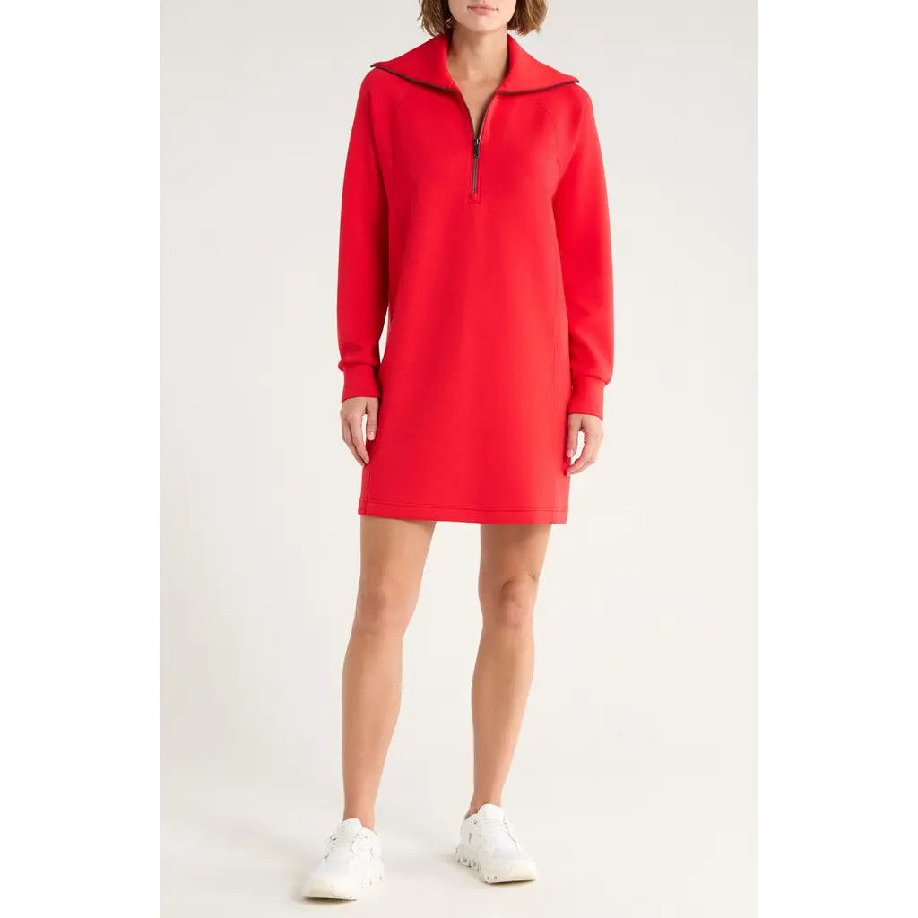 SPANX® AirEssentials Half Zip Minidress in Spanx Red at Nordstrom, Size Medium | Nordstrom