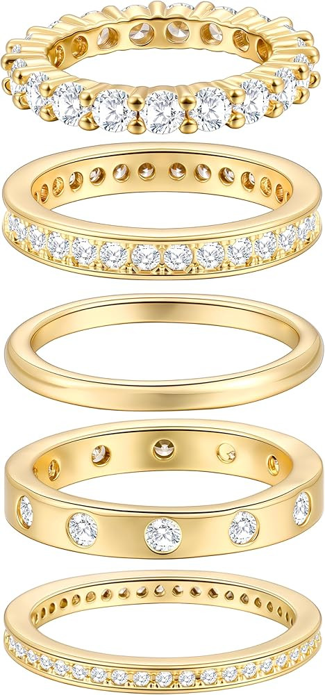 Gold Rings for Women Non Tarnish, 14k Gold Plated Dainty Stacking Cubic Zirconia Thumb Rings, Gol... | Amazon (US)
