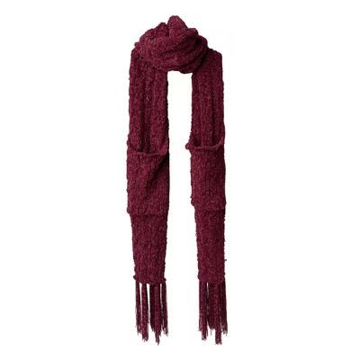 Britt's Knits Women's Soft Cable Knitted Pocket Chenille Scarf Wine | Target