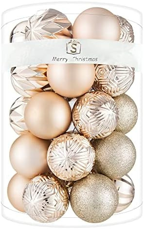 ISULIFE Christmas Ball Ornaments(2.36",Champagne) 34ct Shatterproof Christmas Tree Ball Ornaments... | Amazon (US)