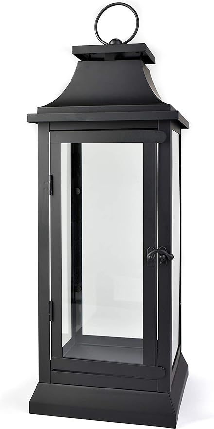 Serene Spaces Living 20" Tall Black Hurricane Lanterns with Clear Glass Panels, Perfect for Home ... | Amazon (US)