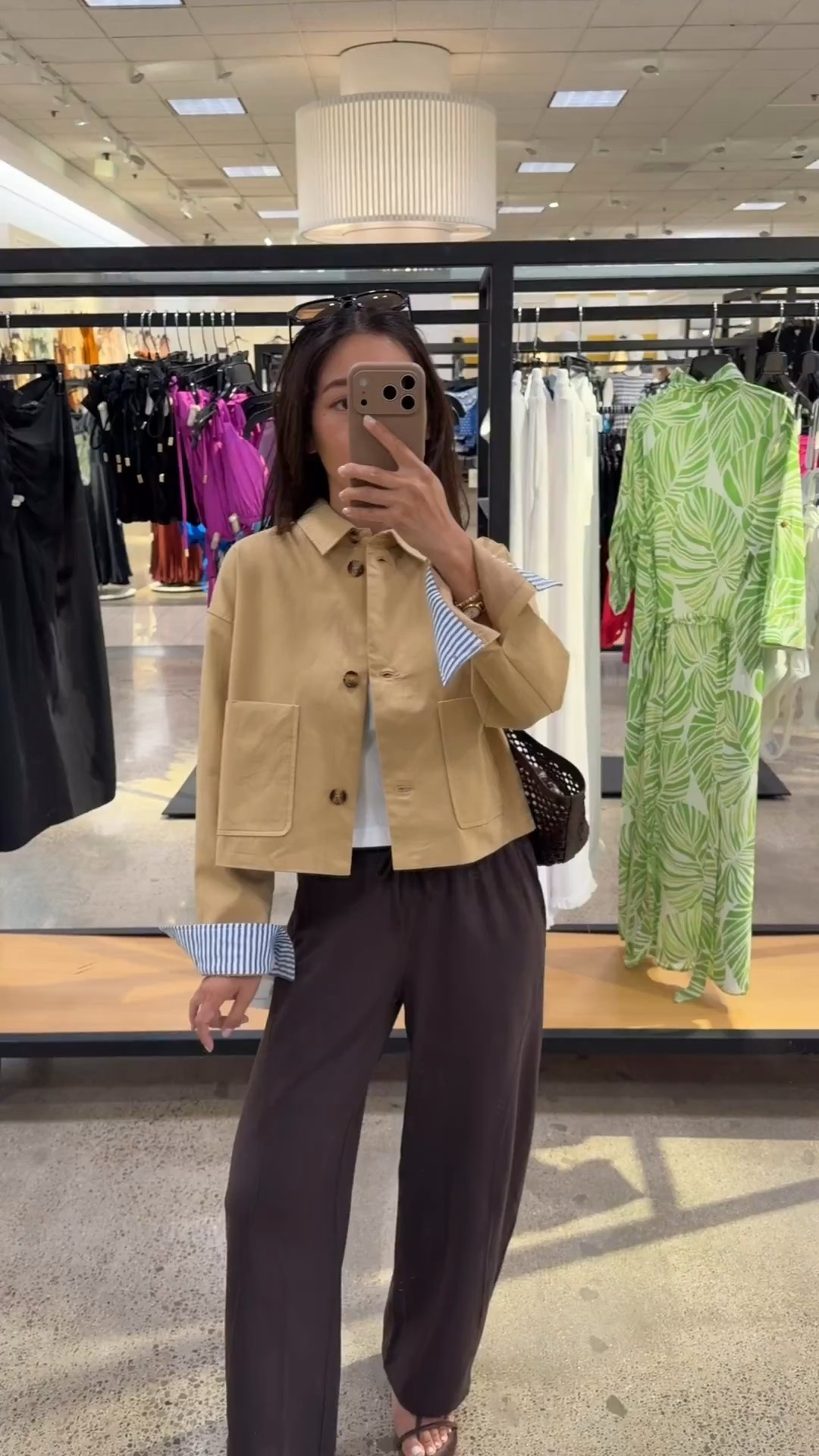Size info below! • Petal & Pup cropped 100% cotton trench coat XS, swingy torso is the perfect length for petites 
• lululemon relaxed cinch hem pants size 2 short 25" inseam 
• lulu cropped tee XXS 
• Reformation sandals 5.5 
• Madewell bag & sunglasses 

Easy mom outfit, transitional fall outfit, petite friendly jackets

#LTKPetite #LTKSeasonal #LTKmomlife
