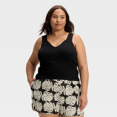 Women's V-Neck Sweater Tank - A New Day™ Black 3X | Target