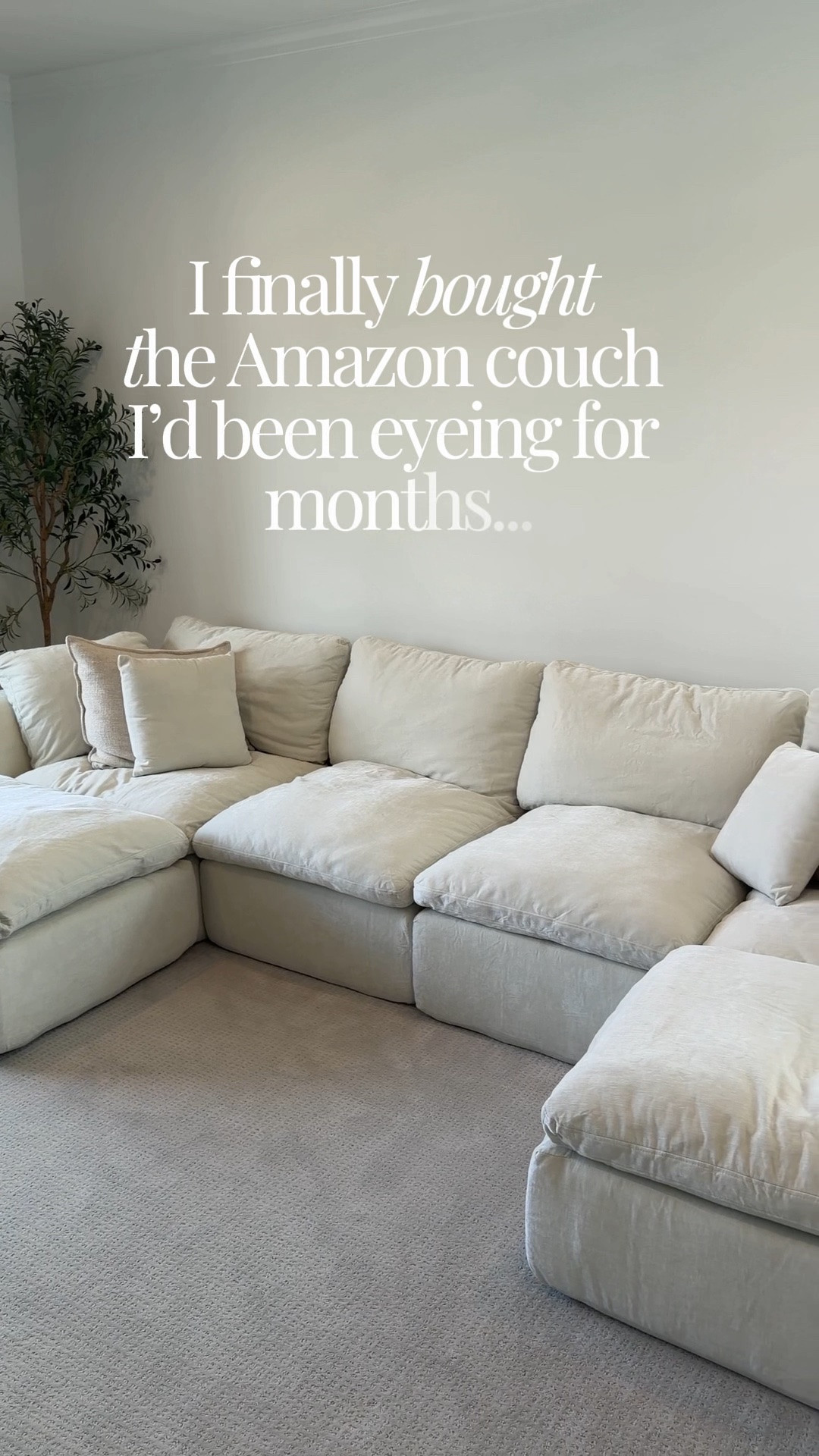 I've been wanting this couch for the longest time, and it did not disappoint. 🤍

I have the 4-seater with 2 ottomans in Warm Beige, and I love everything about it, from the no assembly setup to the modular design and cozy cloud like feel. It completely transformed my space!

Would you go with the warm beige, or would you choose another color?

#amazonfinds #amazonhome #livingroomdecor #homedecor #modularsofa
