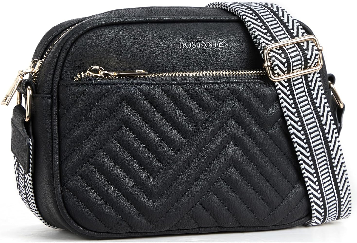 BOSTANTEN Quilted Crossbody Bags for Women Vegan Leather Purses Small Shoulder Handbags with Wide... | Amazon (US)