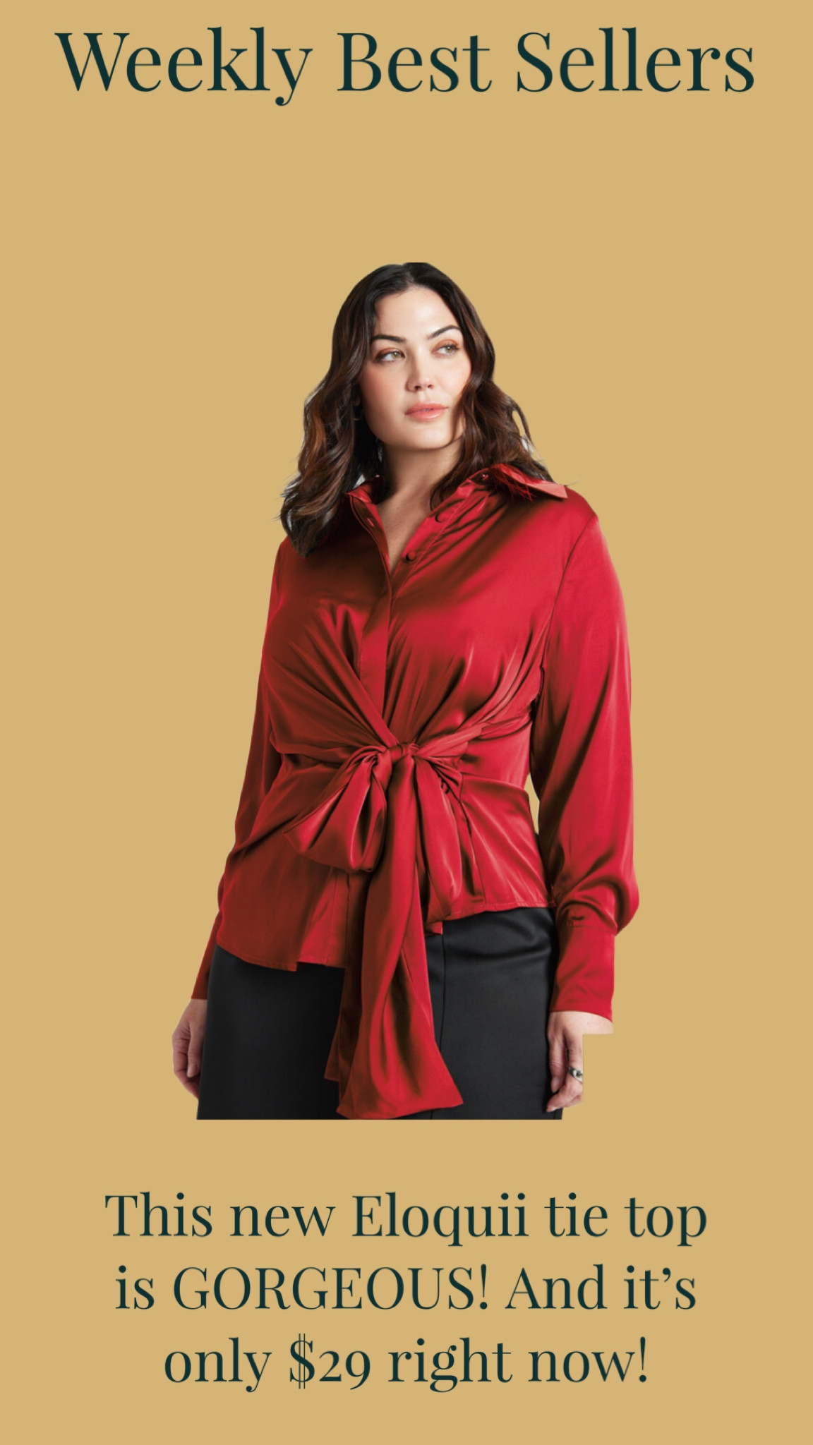 This new Eloquii tie top is GORGEOUS! And it’s only $29 right now!

#LTKplussize #LTKfindsunder50 #LTKstyletip