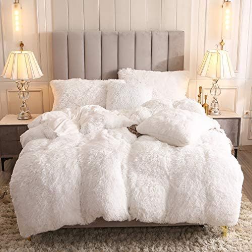 Uhamho Faux Fur Velvet Fluffy Bedding Duvet Cover Set Down Comforter Quilt Cover with Pillow Sham... | Amazon (CA)