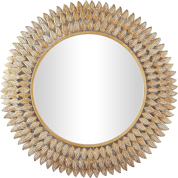Deco 79 Metal Leaf Room Wall Mirror Radial Entryway Mirror, Wall Mounted Mirror 32" x 1" x 32", G... | Amazon (US)