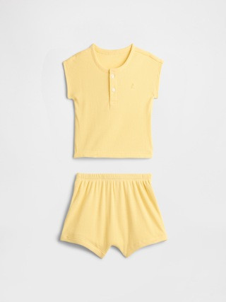 Baby Ribbed Henley Two-Piece Outfit Set | Gap Factory