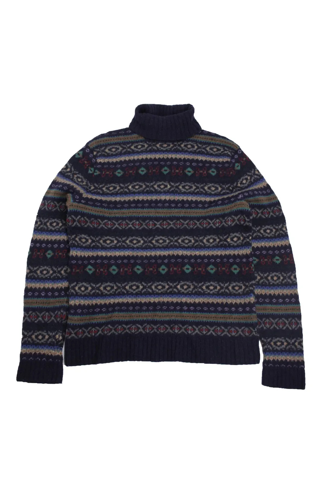 Polo Ralph Lauren 90s Vintage Fair Isle Turtleneck Wool Hand Knit Pullover Sweater | Etsy (US)