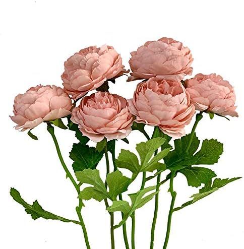 KIRIFLY Artificial Flowers, Fake Peony Flowers Silk 6pcs Flower Arrangements Decorations Plastic ... | Amazon (US)