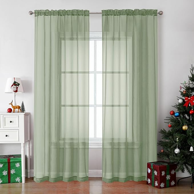 OVZME Bedroom Curtains 2 Panel Sets 84" Inch Length - Transparent Light Weight Soft Window Treatm... | Amazon (US)