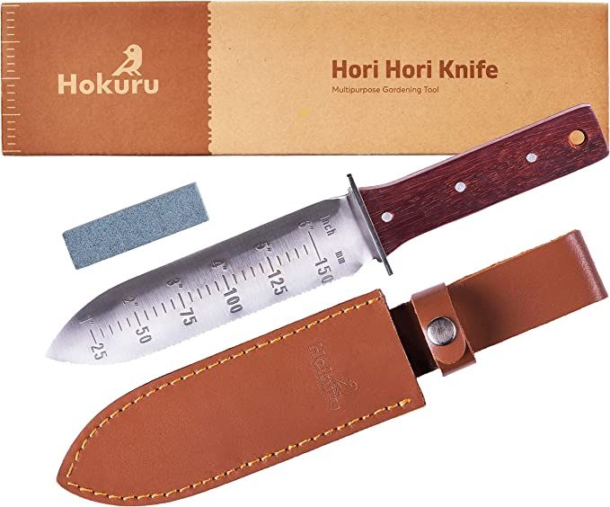 Hori Hori Knife - Landscaping, Digging, Weeding, Cutting, Planting Gardening Tool With Leather Sh... | Amazon (US)