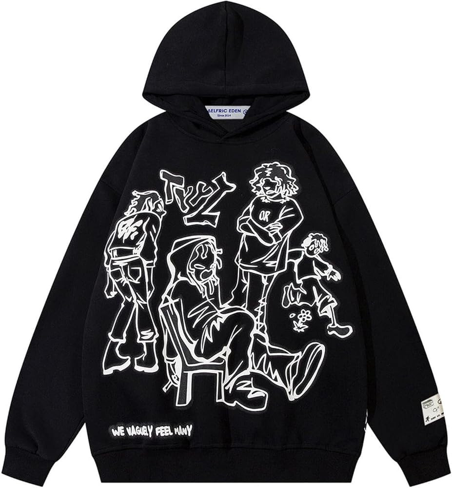 Aelfric Eden Men's Cartoon Graphic Hoodies Y2k Oversized Hoodie Streetwear Hooded Sweatshirt Pull... | Amazon (US)