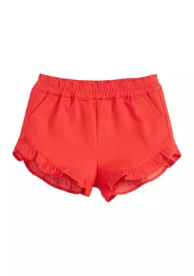 Crown & Ivy™ Toddler Girls Stretch Twill Ruffle Shorts | Belk