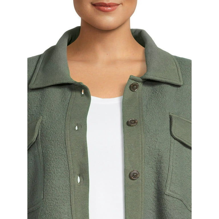 Terra & Sky Women's Plus Size Fleece Two Pocket Shacket | Walmart (US)