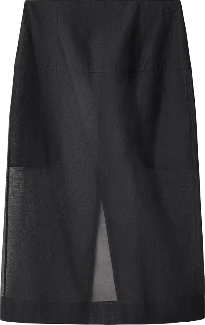 Semisheer Cotton & Silk Midi Skirt | Nordstrom