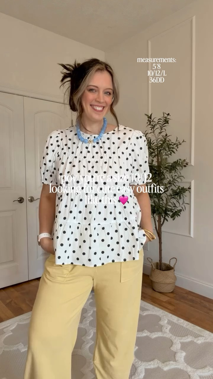 Cute easy outfit all from Amazon! 🙌🏻✨🩷 I love this polka dot top it’s so cute! 👏🏻 follow @maciejade for more midsize style & fashion! I’m wearing size large in everything here 🫶🏻 

midsize style | size 10 | size 12 | easy outfits | summer style | loose pants | free people style | style over 30 | affordable fashion | amazon fashion | polka dot trend | curvy body

#LTKootd #LTKSeasonal #LTKMidsize