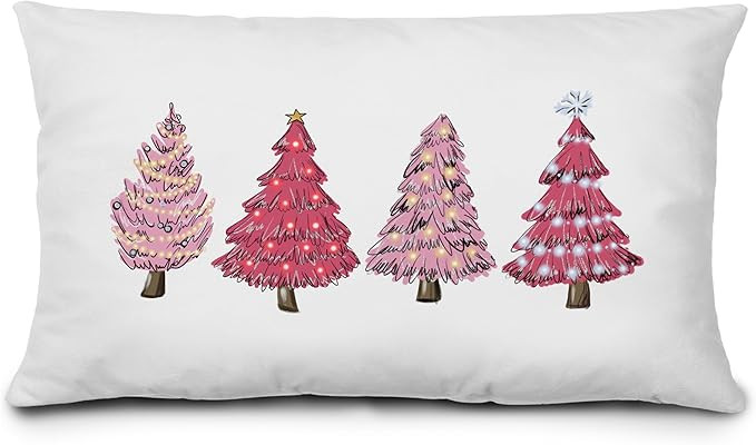 KEUSPI Pink Christmas Decor Pink Christmas Pillows Covers 12x20, Pink Christmas Decorations Chris... | Amazon (US)