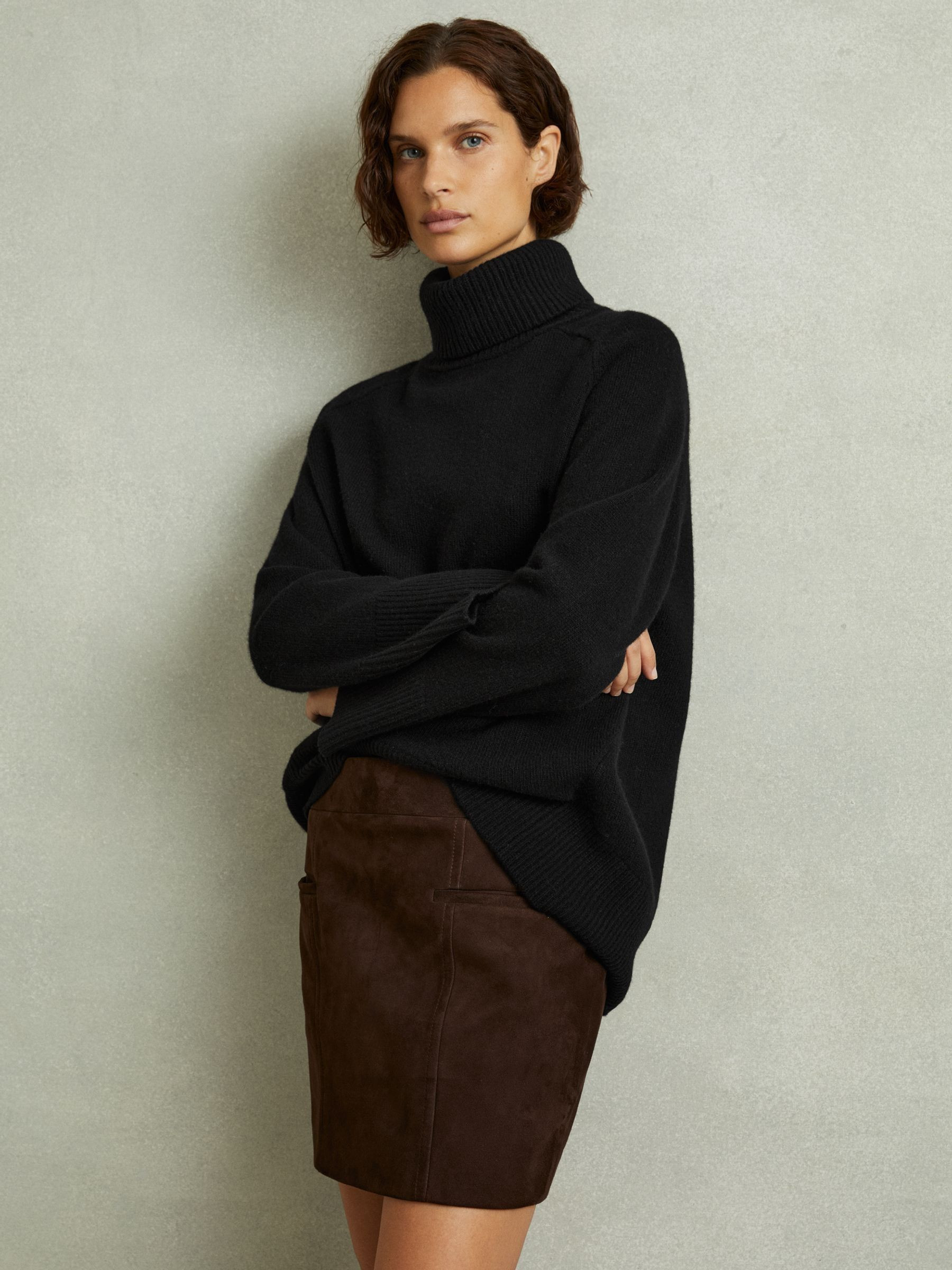 Reiss Wool-Cashmere Roll-Neck Jumper in Black - REISS | Reiss UK