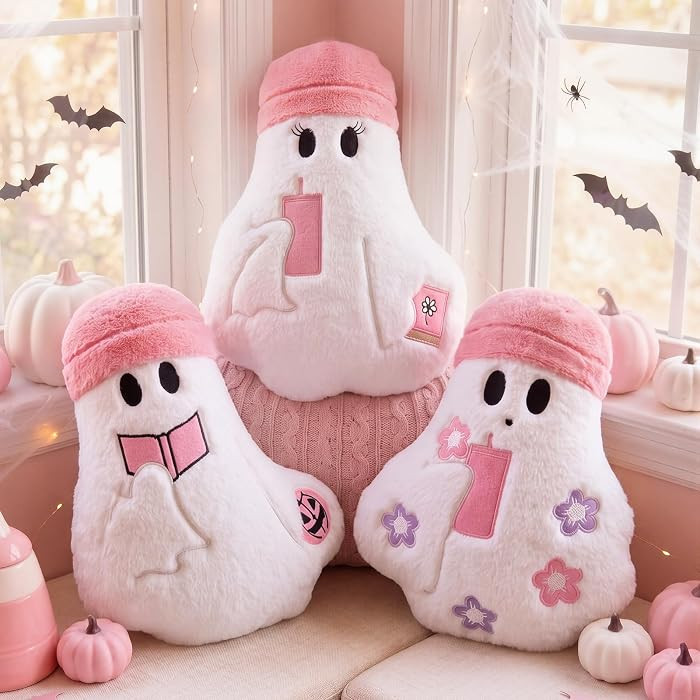 Yookeer 3 Pcs Halloween Ghost Throw Pillow Pink Ghost Throw Pillows | Amazon (US)