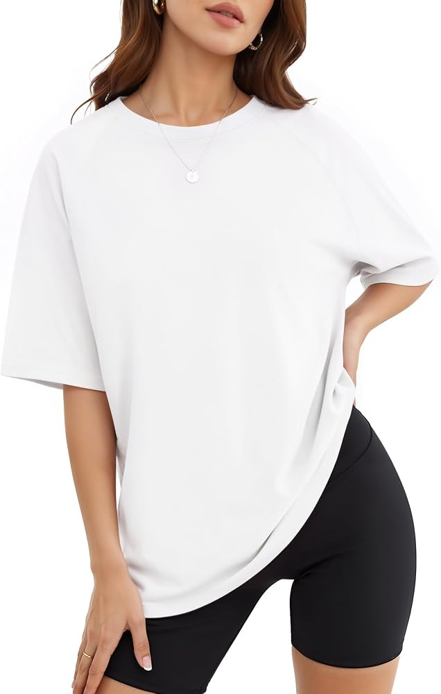 MANGOPOP Womens Oversized Tshirts Crew Neck Raglan Half 3/4 Elbow Sleeve Tops Summer Casual Loose... | Amazon (US)