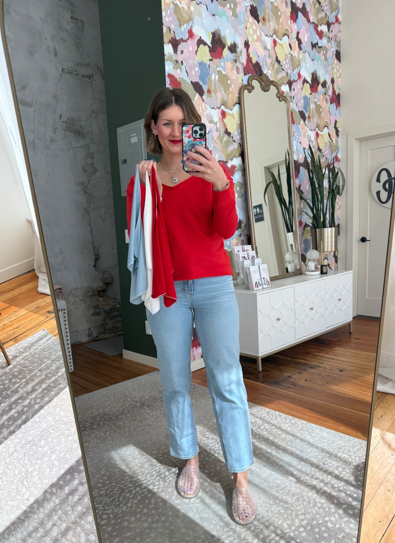 While outfit is from Target. Top is a true red for all! 