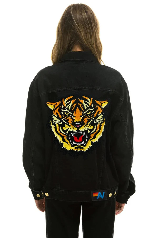 DREAMLAND TIGER OVERSIZED CONCERT DENIM JACKET - VINTAGE BLACK | Aviator Nation
