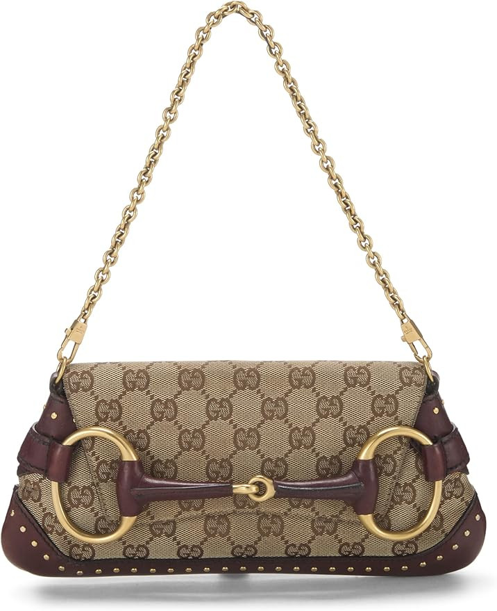 Pre-Loved Burgundy Original GG Canvas Horsebit Chain Clutch, Burgundy | Amazon (US)