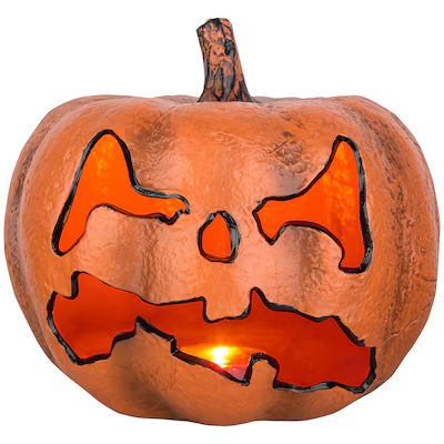 Haunted Living 9-in Lighted Orange Jack-o-Lantern Pumpkin Decoration | Lowe's