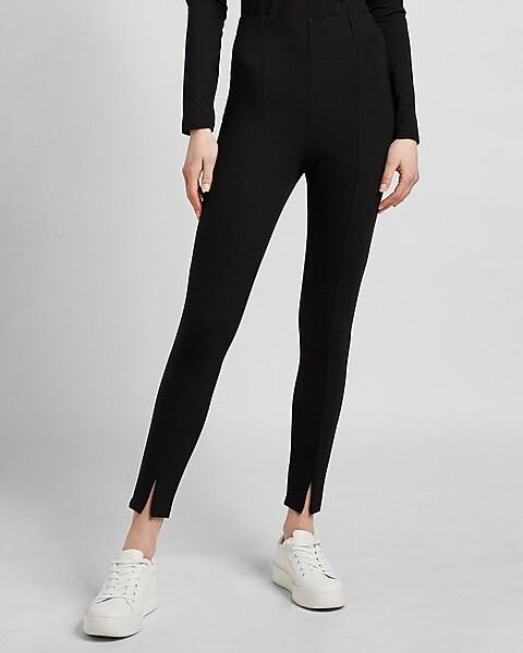 Super High Waisted Seamed Slit Front Ponte Leggings | Express