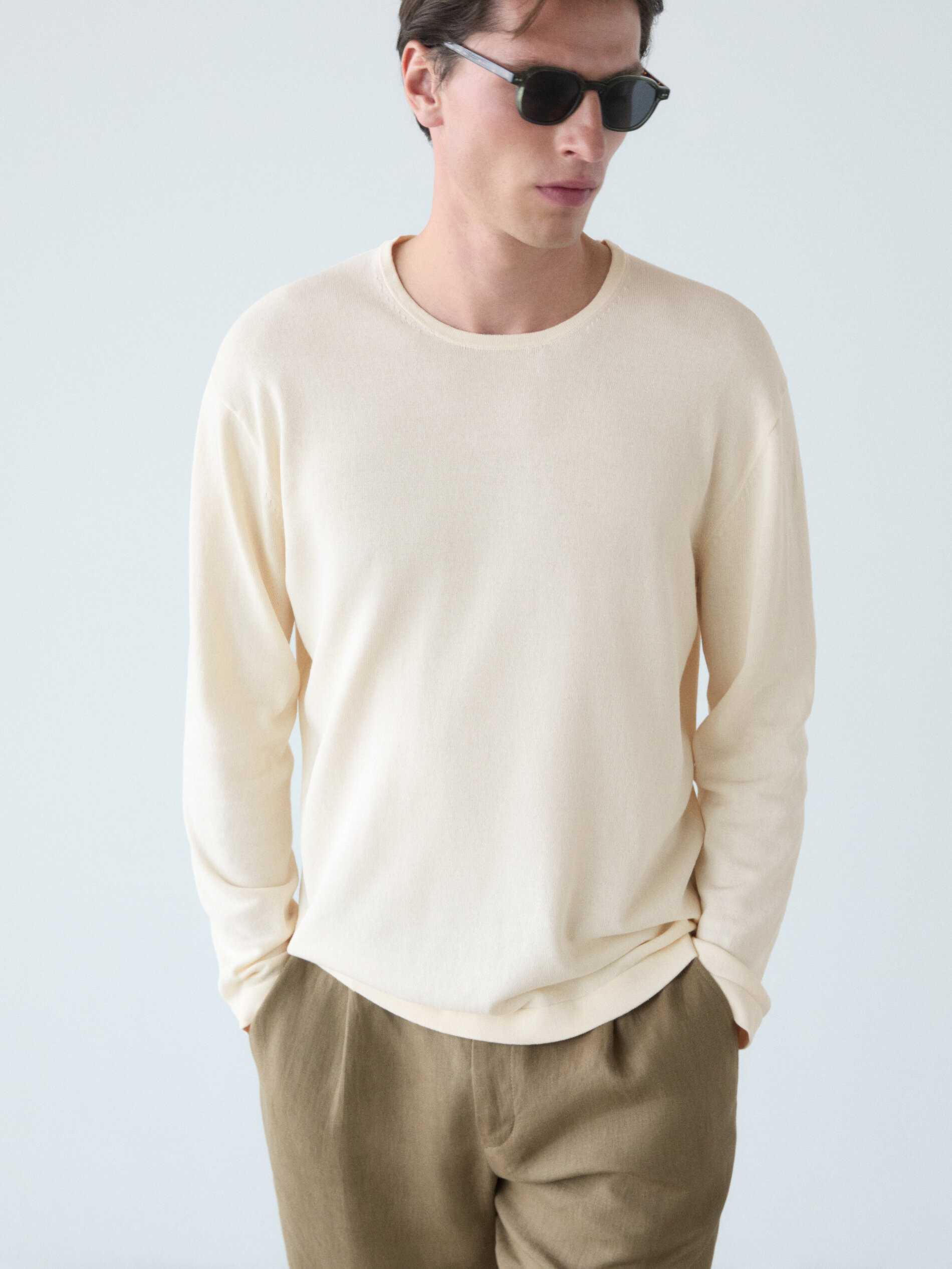 Crew neck knit sweater | Massimo Dutti UK