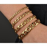 5Pcs Gold Cuban Link Chain Bracelet, Gift For Men, Stainless Steel, Nk 11 Curb Bracelet, Miami Links | Etsy (US)